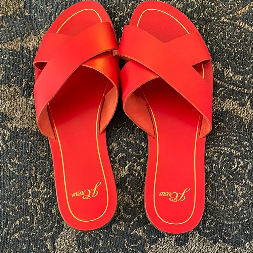 J. Crew Red Sandals with Criss-Cross Straps